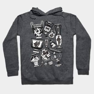 Greek Pottery - black and white Hoodie